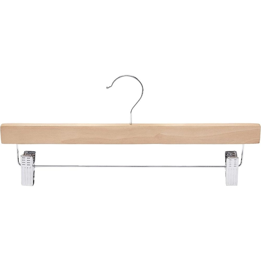 Clothing 10 Pack Natural Wooden Hangers with Clips